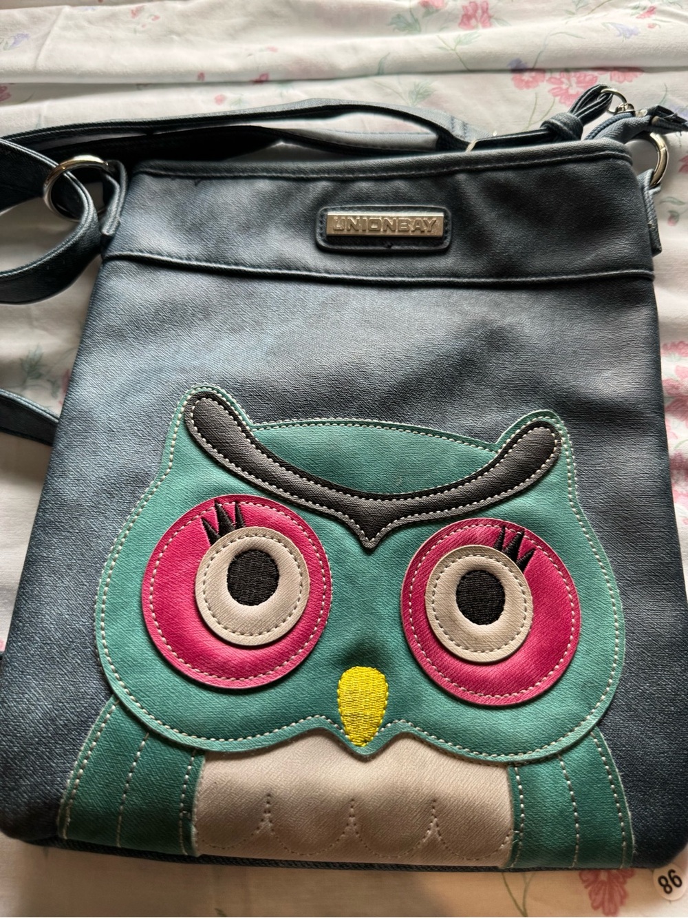 Unionbay Women's Teal Owl Crossbody Bag with Pink Accents